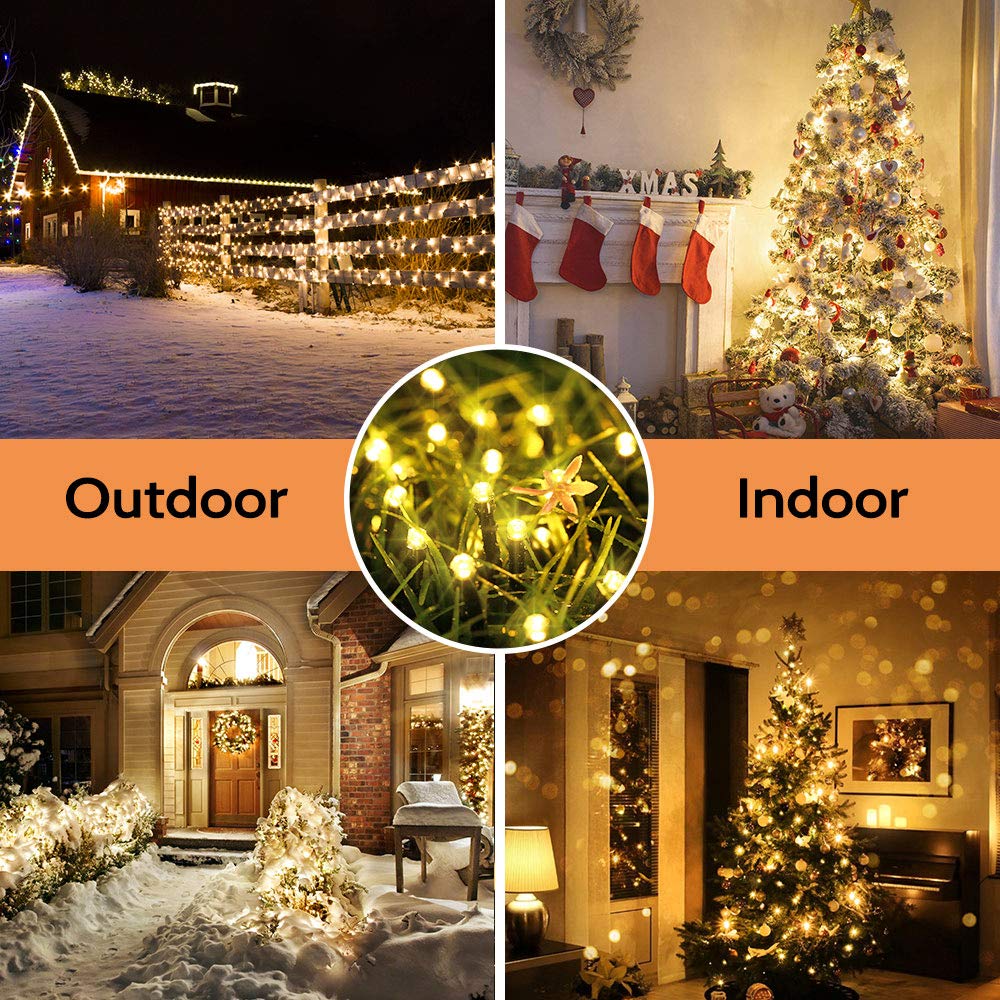 Luces solares navideñas de 20 m y 170led - Amarillo